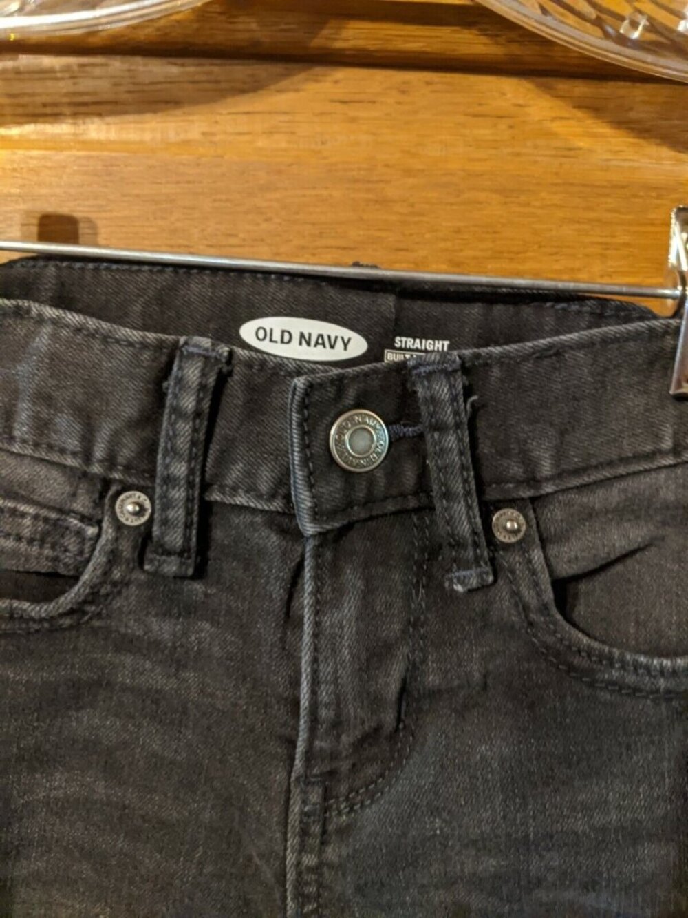 Old Navy Boys Jeans 5 Regular Adjustable Waist Black Pants - Picture 4 of 6